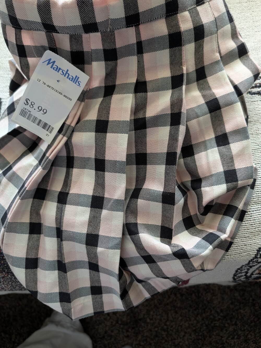 Jessica Simpson Black and Pink Plaid Pleated Skirt